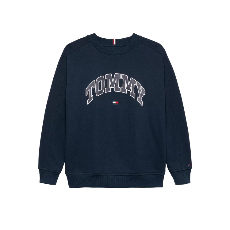 TOMMY HILFIGER Felpa varsity blu navy girocollo bambini
