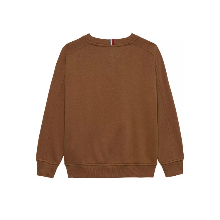 TOMMY HILFIGER Felpa varsity marrone girocollo bambini
