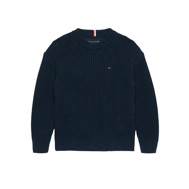 TOMMY HILFIGER Pullover blu navy in cotone bambino