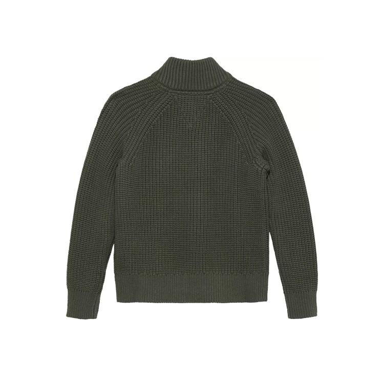 TOMMY HILFIGER Pullover full-zip verde oliva in cotone bambino