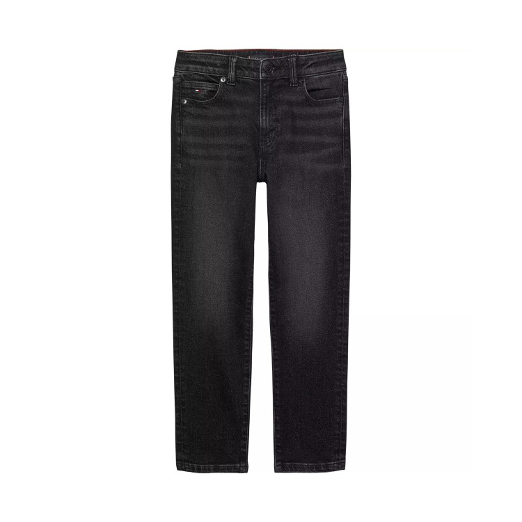 TOMMY HILFIGER Jeans denim nero slavato straight fit bambino