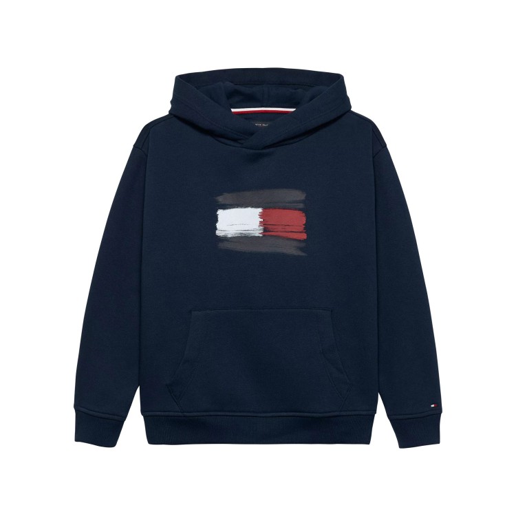 TOMMY HILFIGER Felpa navy con cappuccio e bandiera bambini