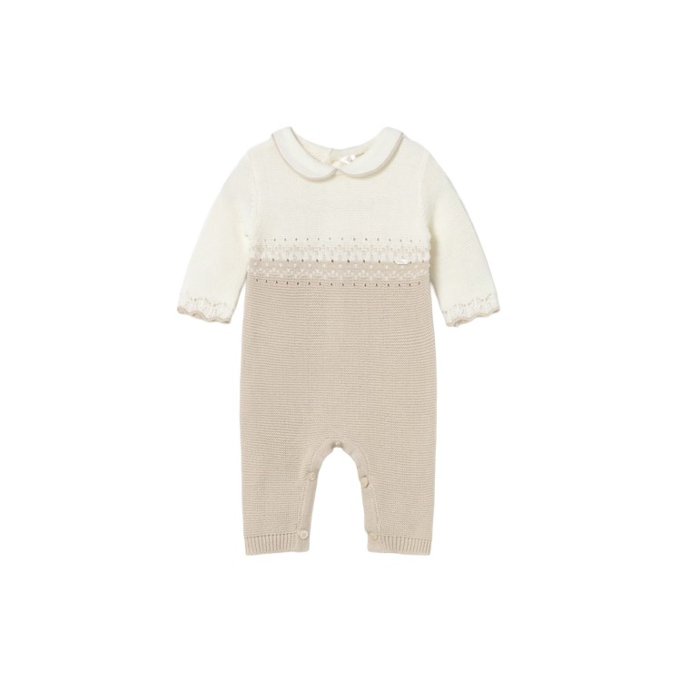 MAYORAL NEWBORN Pagliaccetto tricot beige neonata