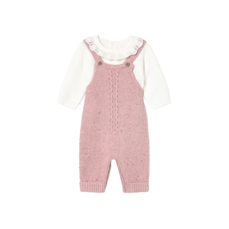 MAYORAL NEWBORN Completo 2 pezzi rosa salopette neonata