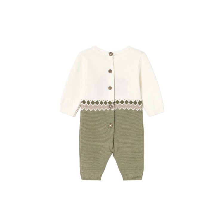 MAYORAL NEWBORN Tutina verde e bianca in maglia neonato