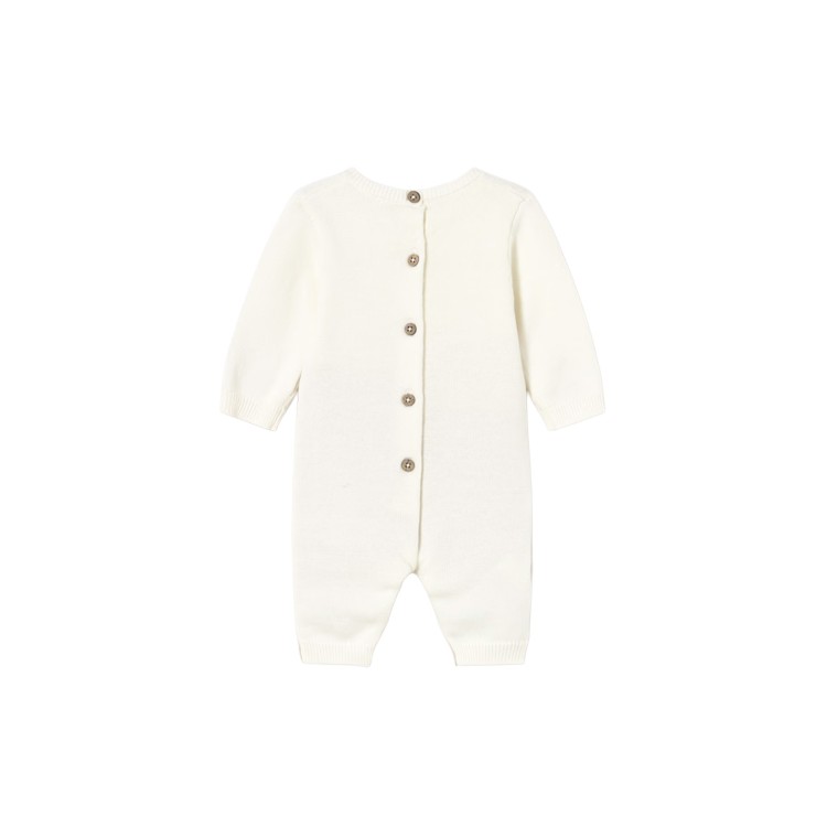 MAYORAL NEWBORN Tutina sabbia e bianca in maglia neonato