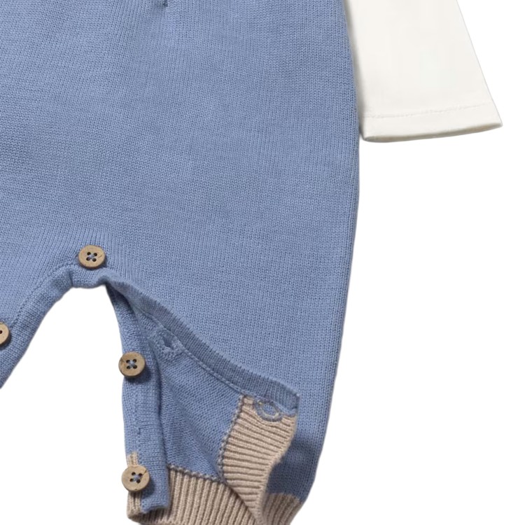 MAYORAL NEWBORN Completo 3 pezzi bianco e azzurro neonato