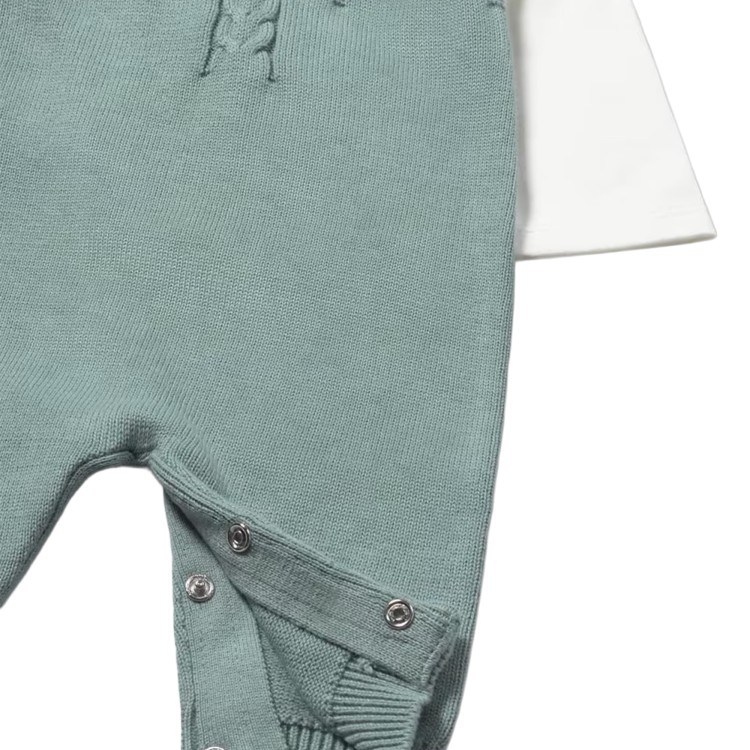 MAYORAL NEWBORN Completo 3 pezzi bianco e turchese neonato