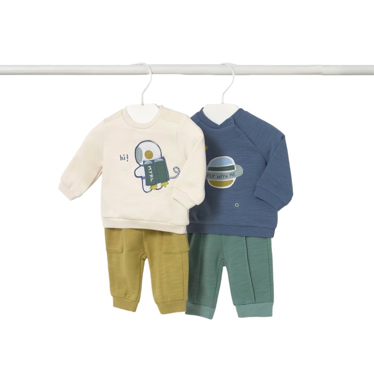 MAYORAL NEWBORN Completo 4 pezzi felpa e pantalone neonato