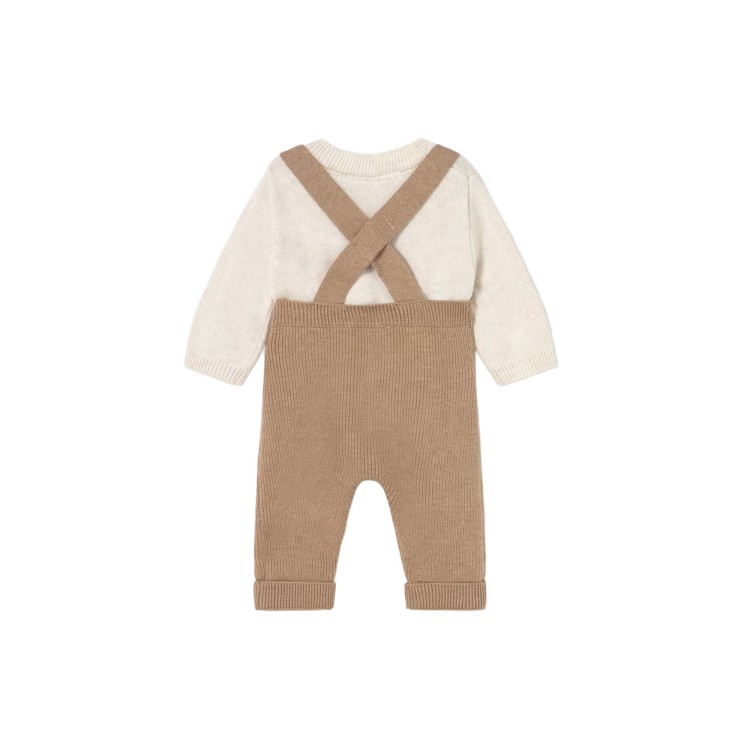 MAYORAL NEWBORN Completo salopette 2 pezzi caramello neonato