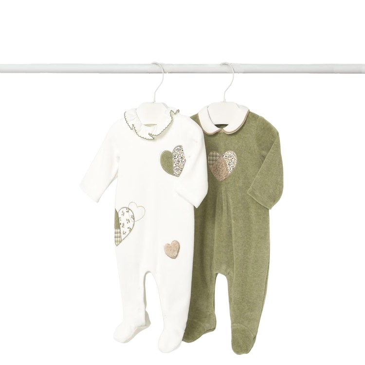MAYORAL NEWBORN Set 2 tutine in ciniglia bianca e verde neonata