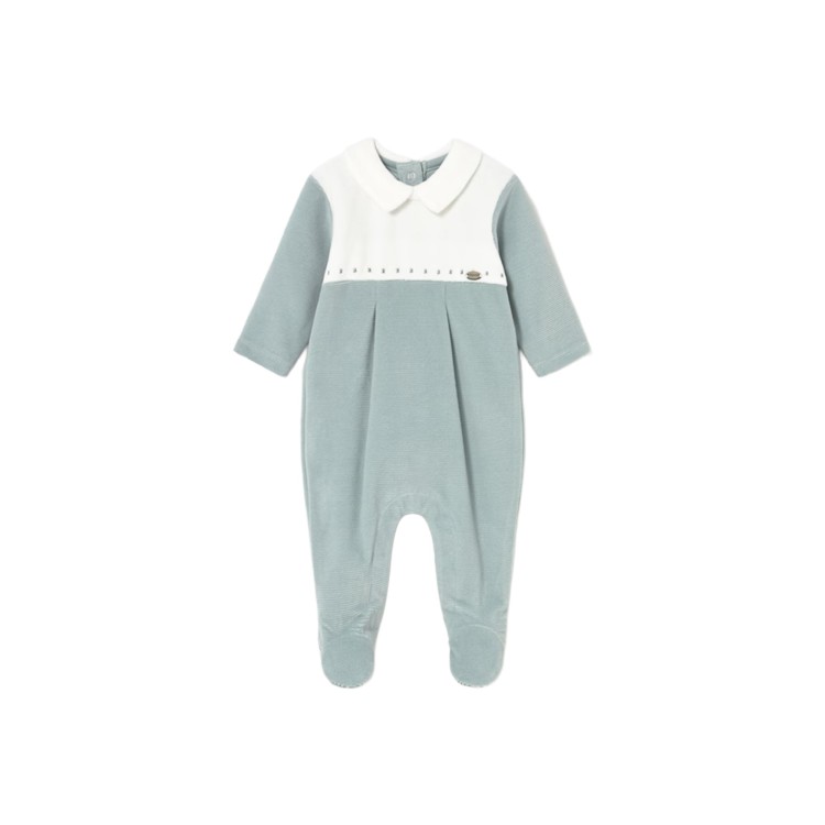 MAYORAL NEWBORN Tutina verde acqua in ciniglia neonato