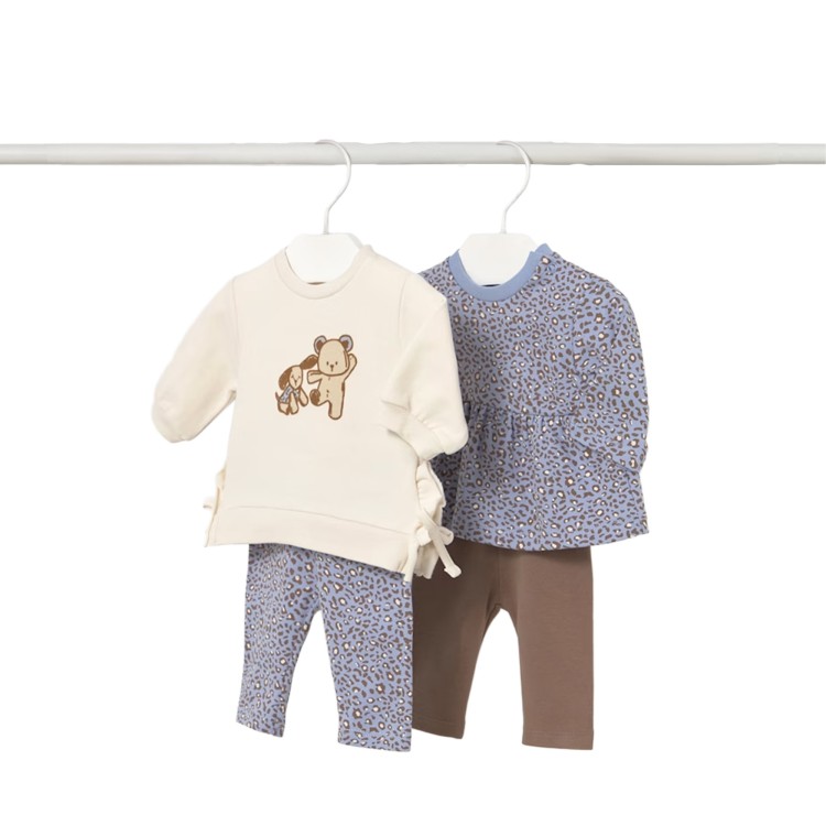 MAYORAL NEWBORN Completo 4 pezzi azzurro e panna neonata