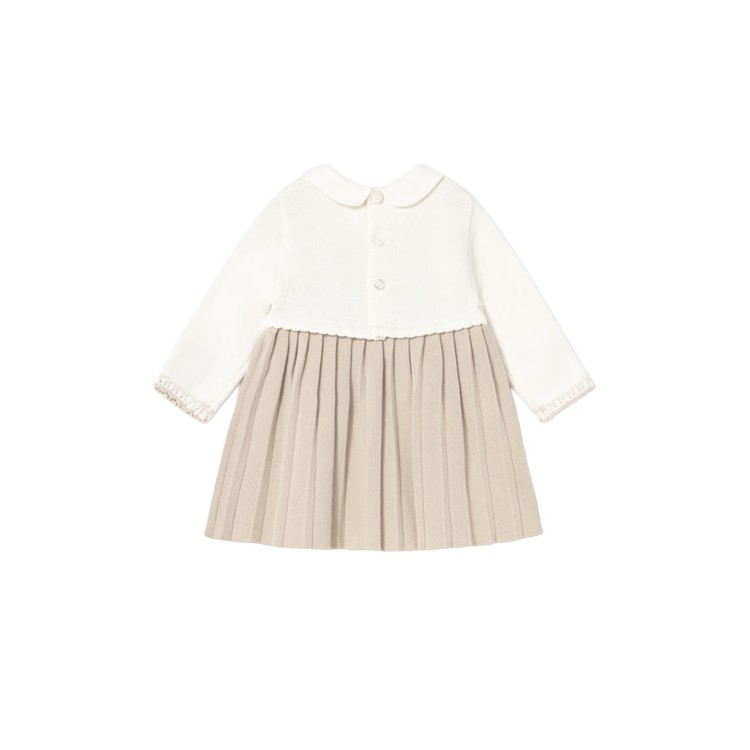 MAYORAL NEWBORN Vestito bianco e beige in maglia neonata