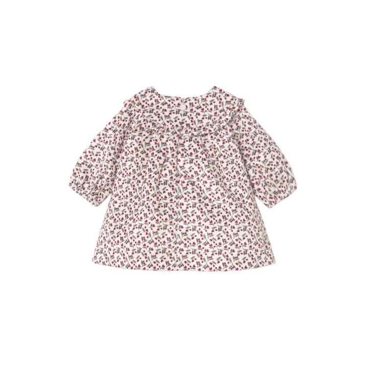 MAYORAL NEWBORN Vestito amarena in velluto stampato neonata