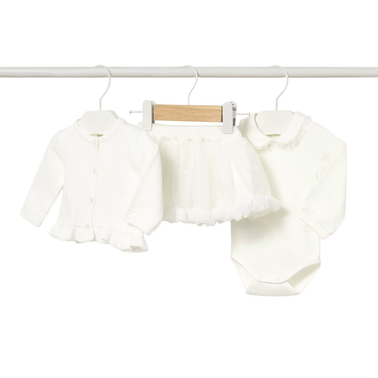 MAYORAL NEWBORN Completo 3 pezzi bianco neonata