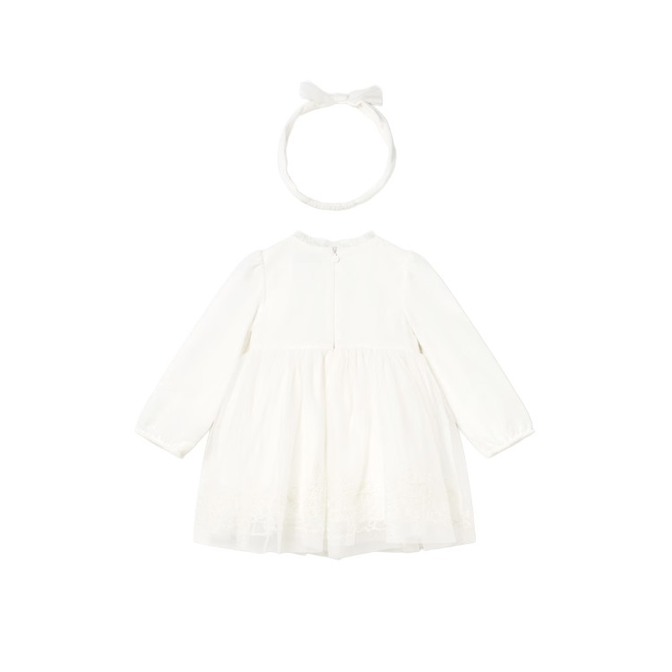MAYORAL Abito bianco in tulle ricamato neonata