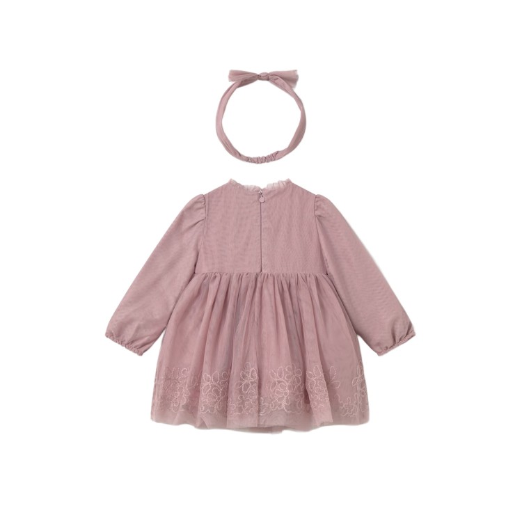 MAYORAL Abito rosa in tulle ricamato neonata