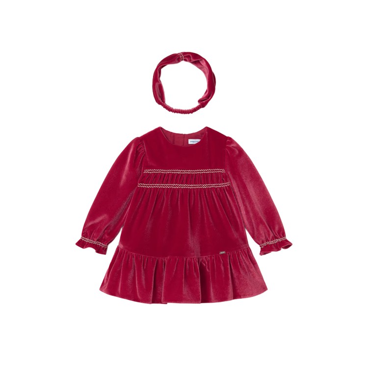 MAYORAL Abito rosso in velluto neonata