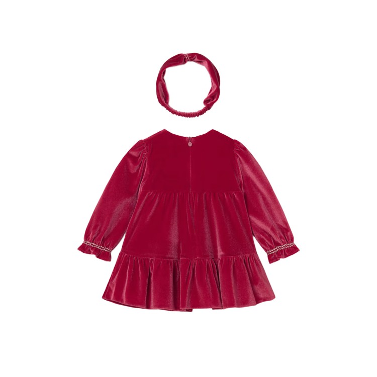 MAYORAL Abito rosso in velluto neonata