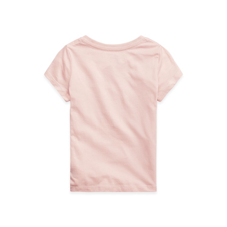 RALPH LAUREN T-shirt rosa con logo bianco bambina