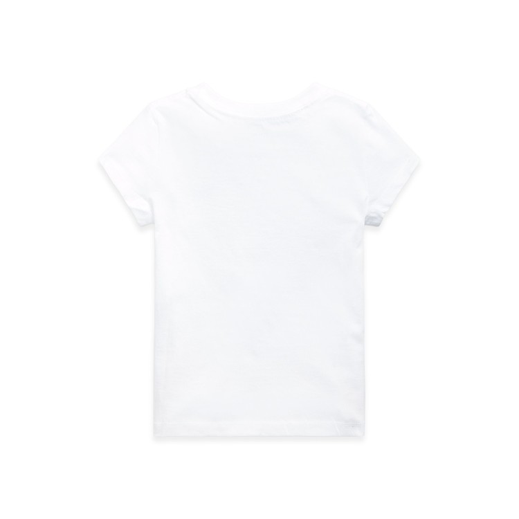 RALPH LAUREN T-shirt bianca con logo rosa bambina