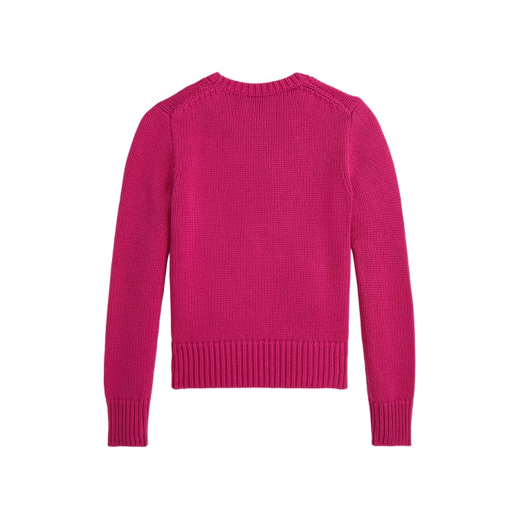 RALPH LAUREN Maglia ciclamino in cotone con bandiera bambina