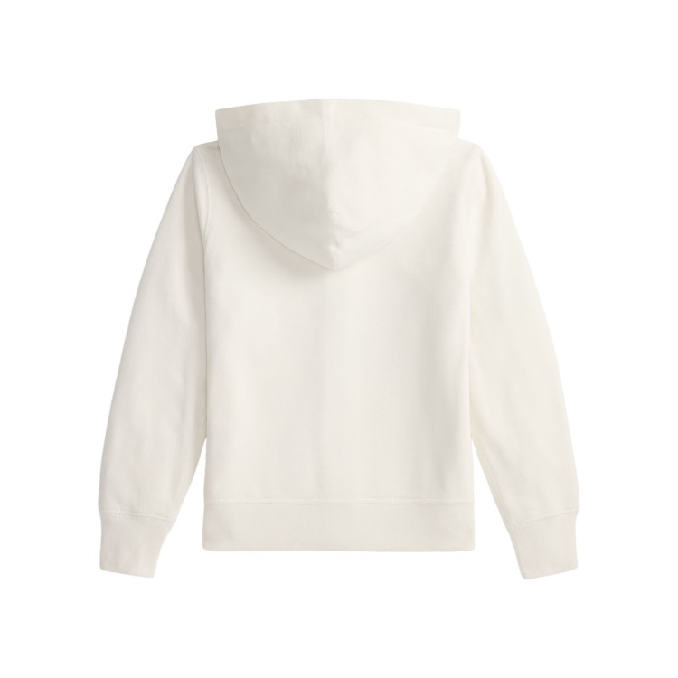 RALPH LAUREN Felpa bianca full-zip con cappuccio bambina