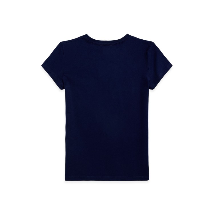 RALPH LAUREN T-shirt navy con bandiera ricamata bambini