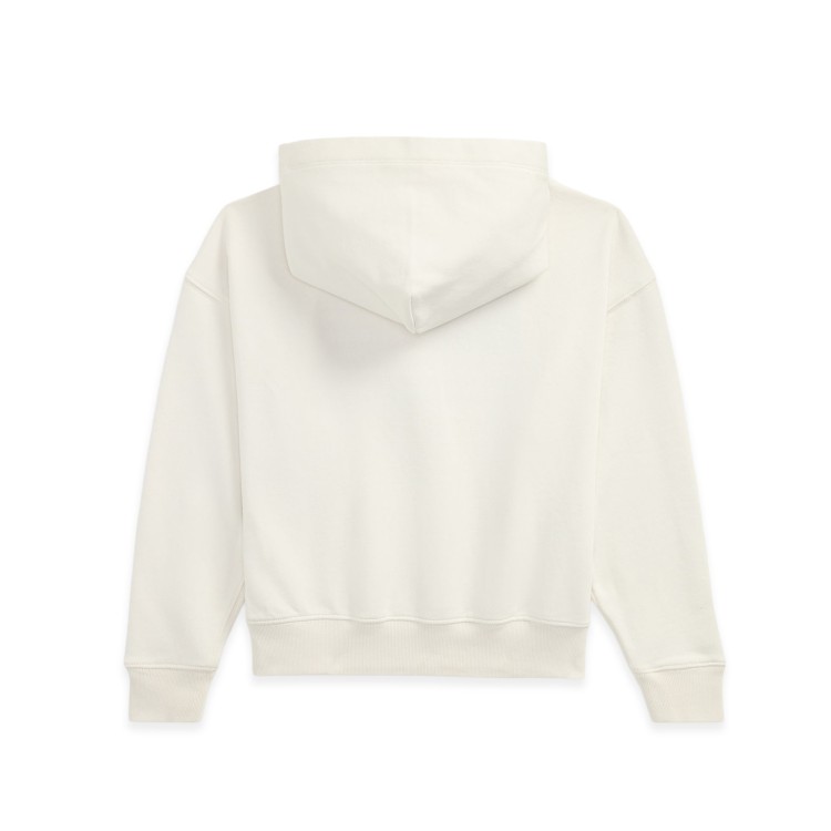 RALPH LAUREN Felpa panna con cappuccio e bandiera applicata bambina
