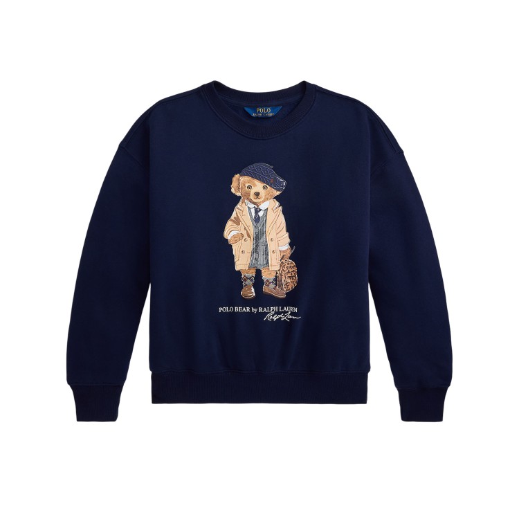 RALPH LAUREN Felpa navy girocollo Bear bambini