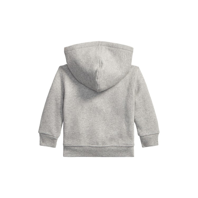 RALPH LAUREN Felpa grigia full-zip con cappuccio neonati