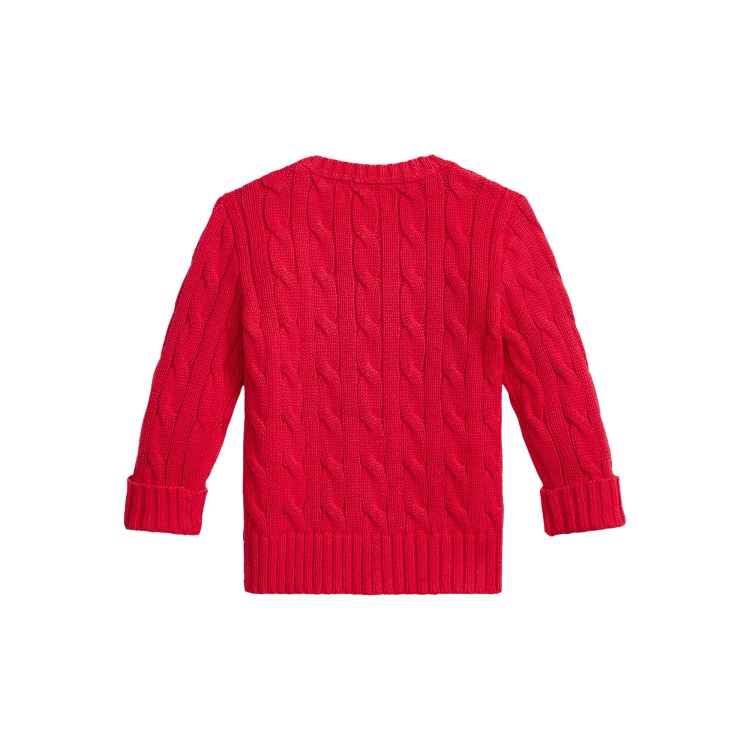 RALPH LAUREN Maglia rossa a trecce in cotone neonati