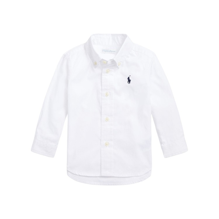 RALPH LAUREN Camicia bianca con logo neonato