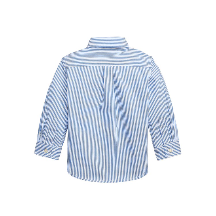 RALPH LAUREN Camicia bianca a righe con logo neonato