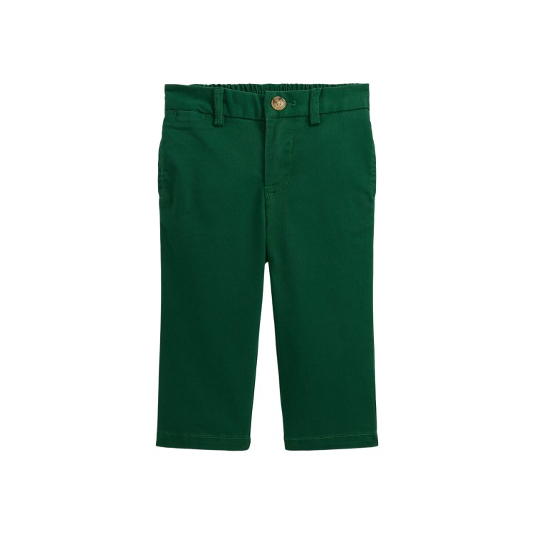 RALPH LAUREN Pantaloni verde scuro twill neonato