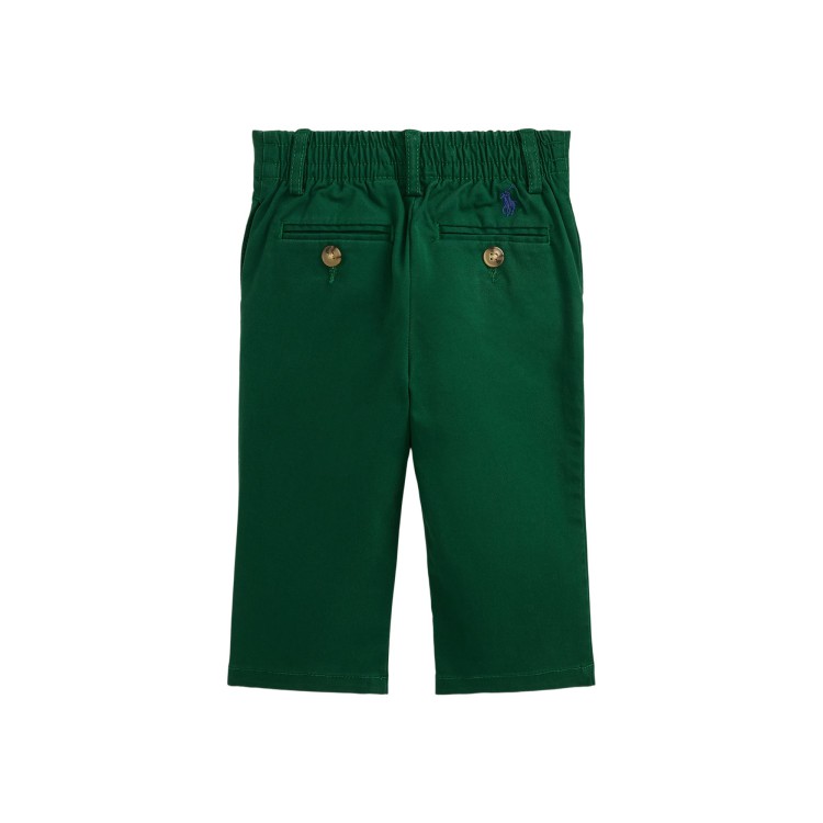 RALPH LAUREN Pantaloni verde scuro twill neonato