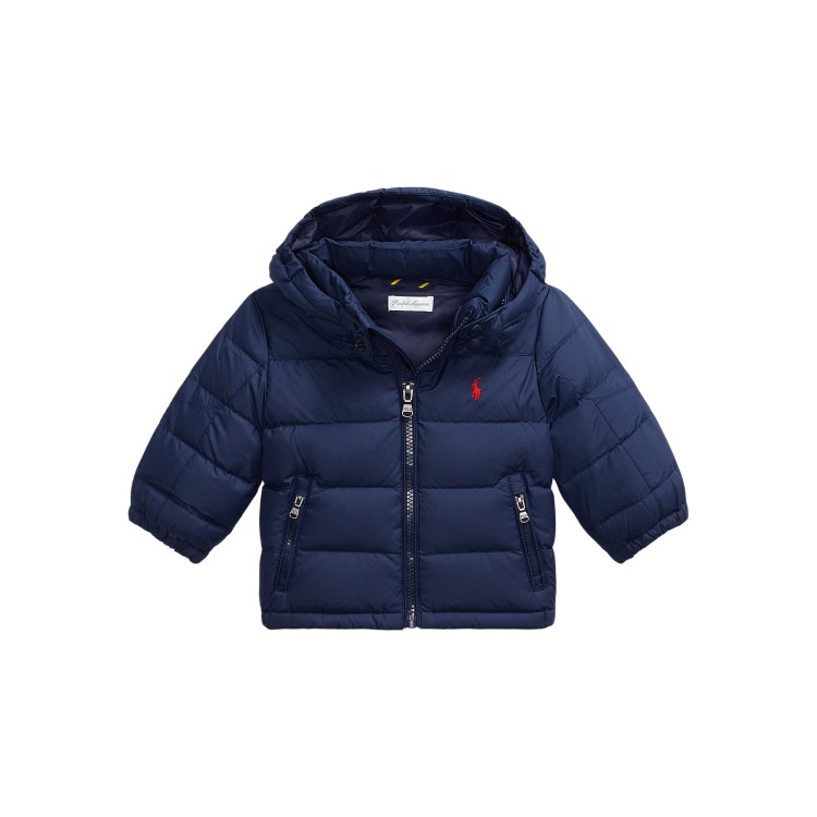 RALPH LAUREN Giubbotto blu navy logo rosso neonati