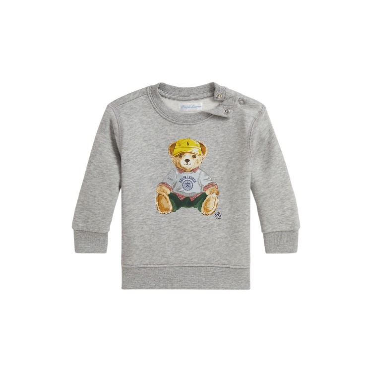 RALPH LAUREN Felpa grigia girocollo Polo Bear neonati