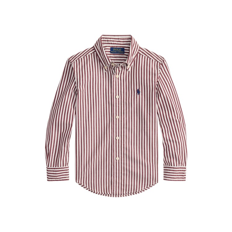 RALPH LAUREN Camicia a righe vino in popeline bambino