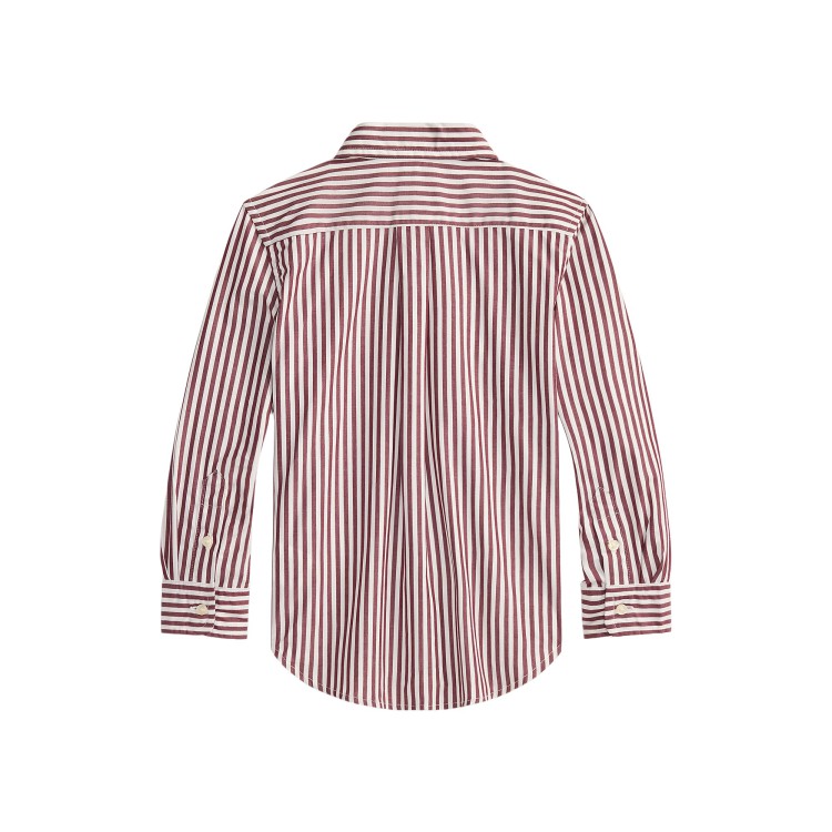 RALPH LAUREN Camicia a righe vino in popeline bambino
