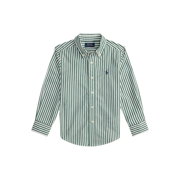 RALPH LAUREN Camicia a righe verdi in popeline bambino