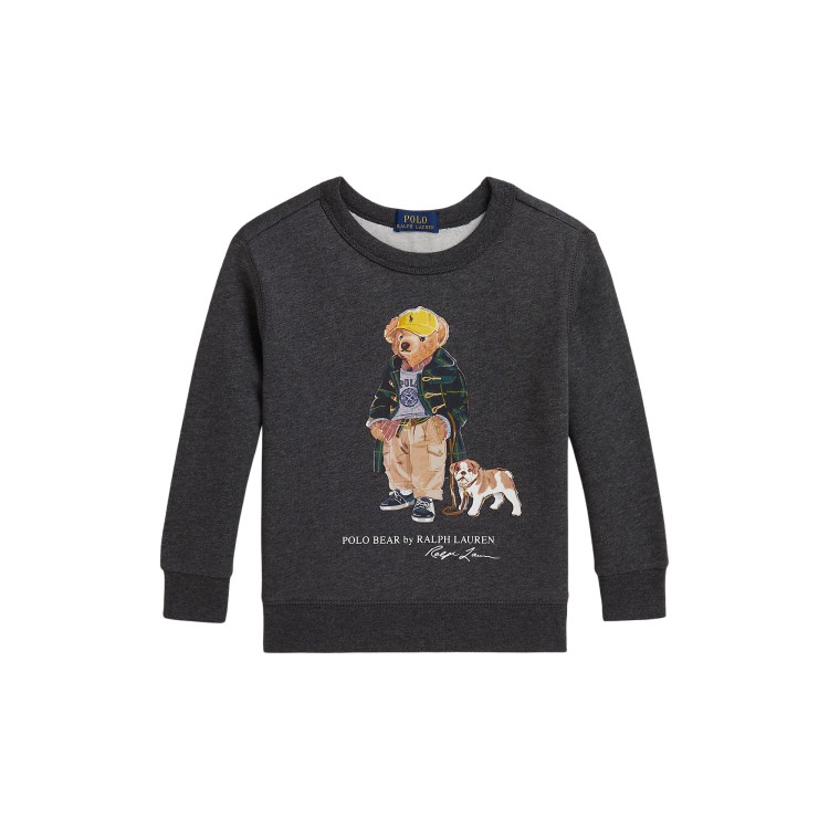 RALPH LAUREN Felpa grigia girocollo Polo Bear bambini