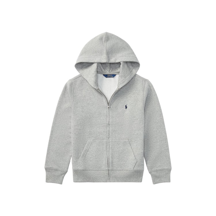 RALPH LAUREN Felpa grigia full-zip con cappuccio bambini