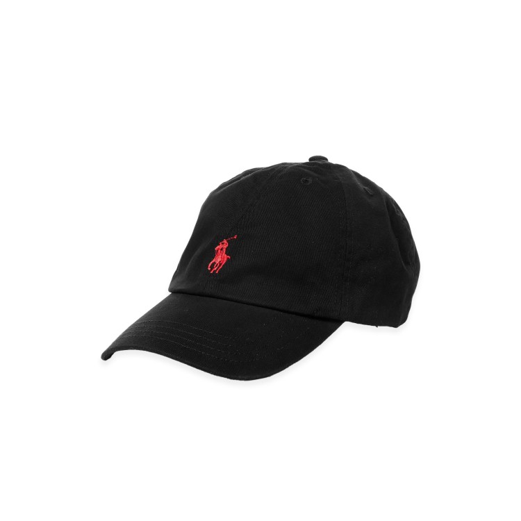 RALPH LAUREN Cappellino nero con logo rosso bambini