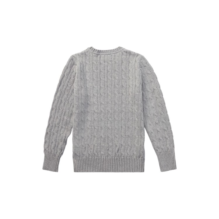 RALPH LAUREN Maglia grigia in cotone a trecce bambini
