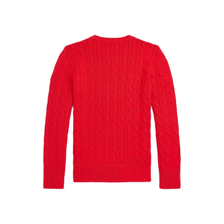 RALPH LAUREN Maglia rossa in cotone a trecce bambini