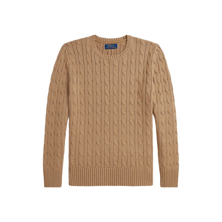 RALPH LAUREN Maglia caramello in cotone a trecce bambini