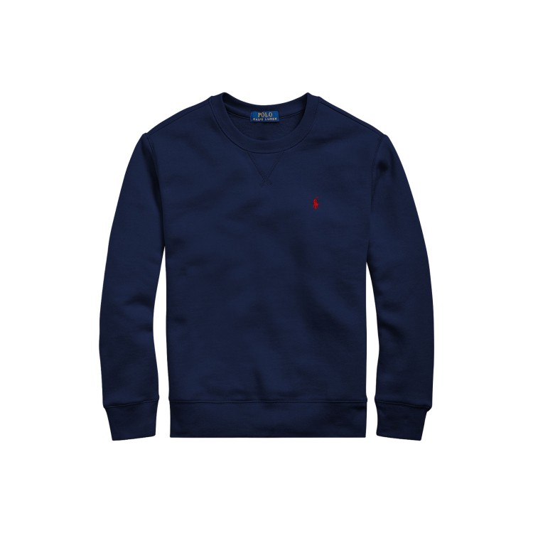 RALPH LAUREN Felpa navy girocollo con logo bambini