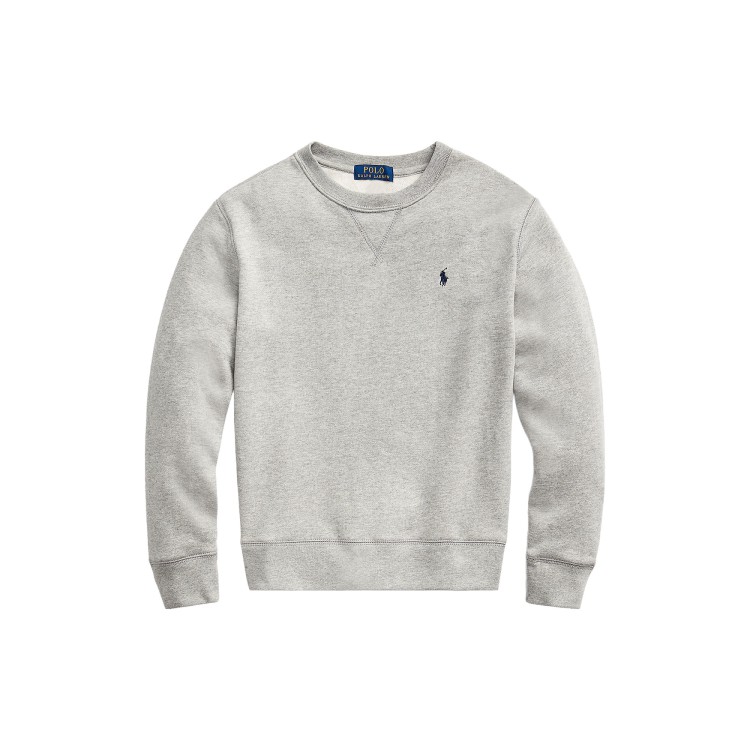 RALPH LAUREN Felpa grigia girocollo con logo bambini